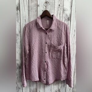 Free People red/white striped button down top Size Small